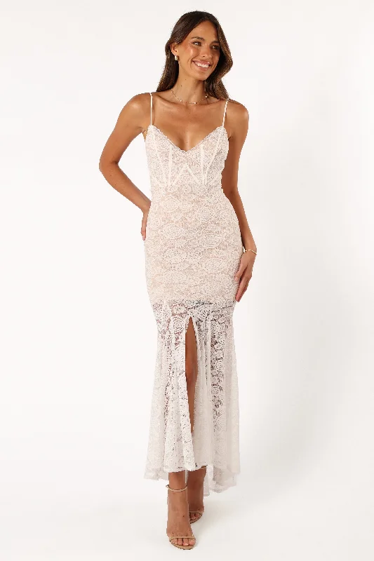 Kinny Lace Maxi Dress - White