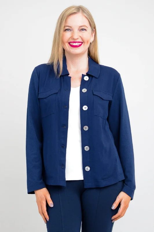 Lauren Jacket, Indigo, Linen Bamboo