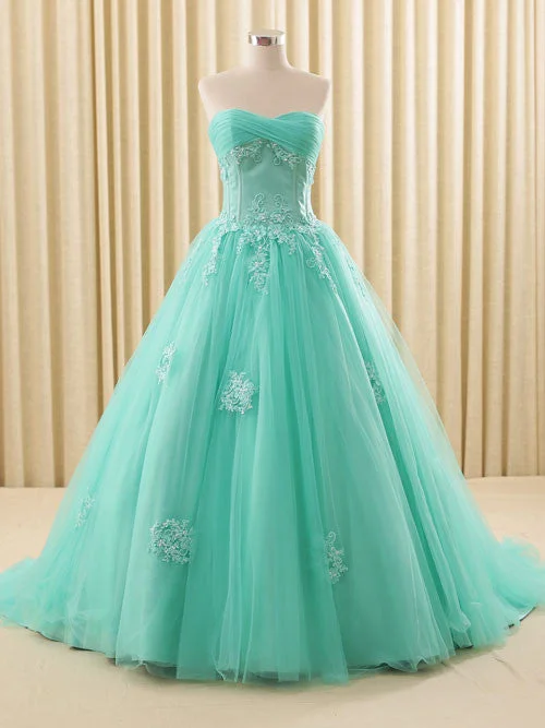 Turquoise Lace Ball Gown Wedding Dress | RS6805