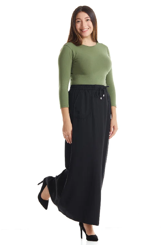 Black Modest A-Line Ankle Maxi Skirt ' Atlanta'