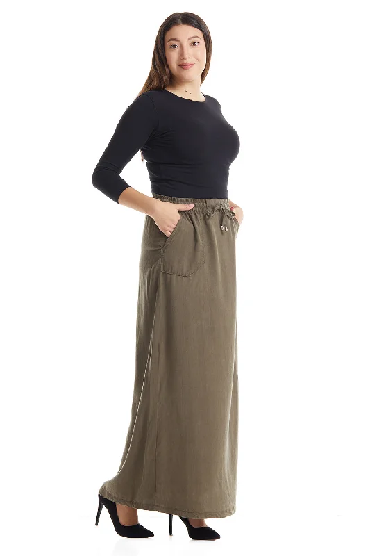 Olive Green Modest A-Line Ankle Maxi Skirt ' Atlanta'