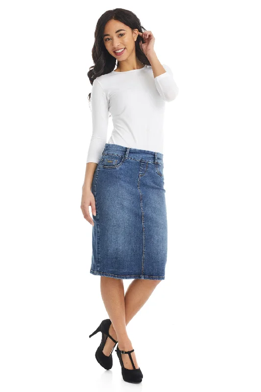 Classic Blue Denim Jean Skirt for Regular and Plus Size Women 'Boston'