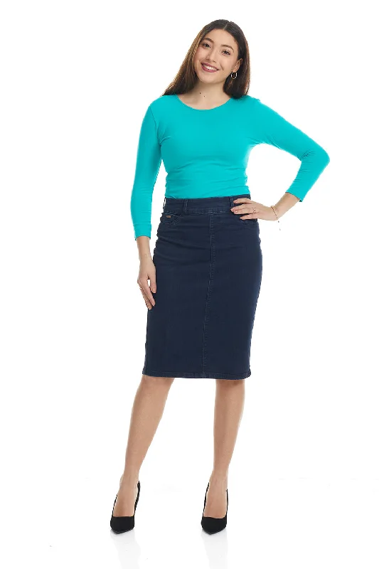 Dark Blue Jean Denim Skirt in Regular and Plus Size 'Boston'