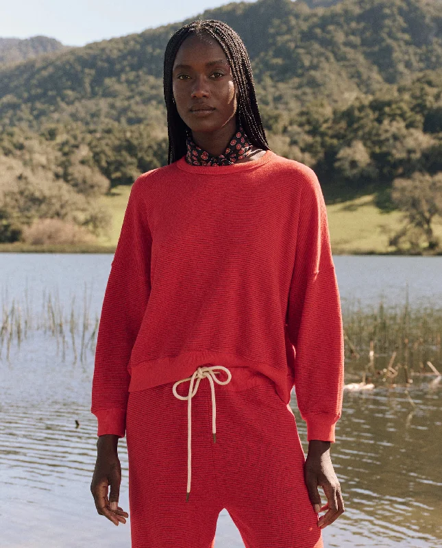 The Teammate Sweatshirt. Novelty -- Hot Red Overdyed Stripe