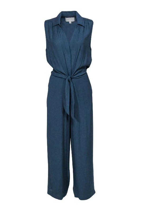 Brochu Walker - Aegean Blue Sleeveless Wide Leg Jumpsuit w/ Tie Sz M