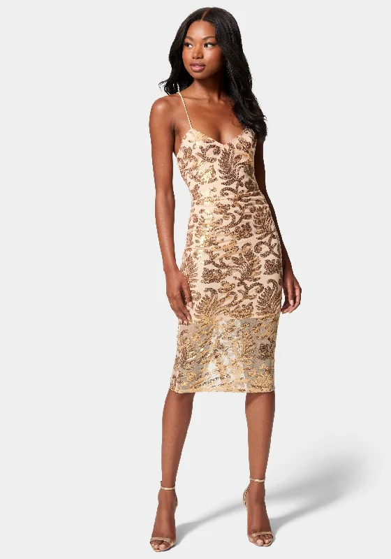 Sparkle Mesh Midi Dress